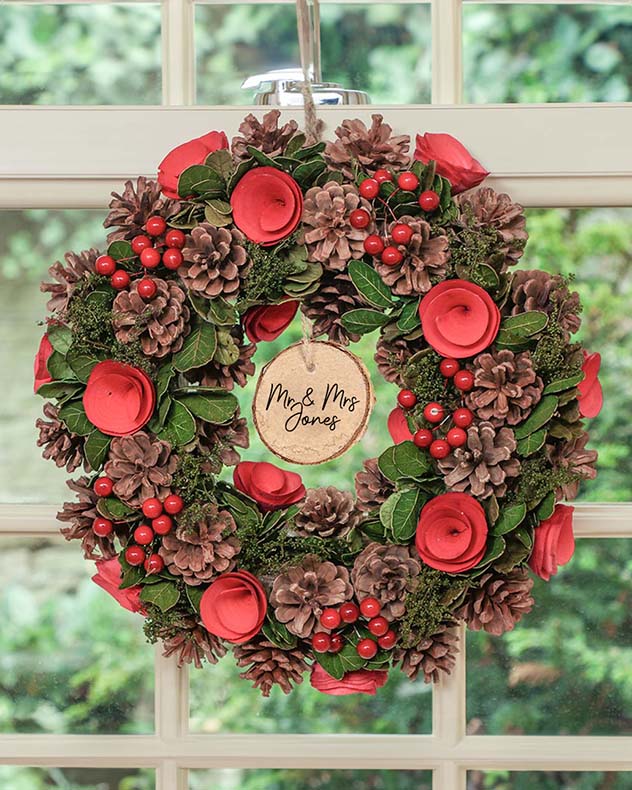 Personalised Rose Flower Wreath 35cm