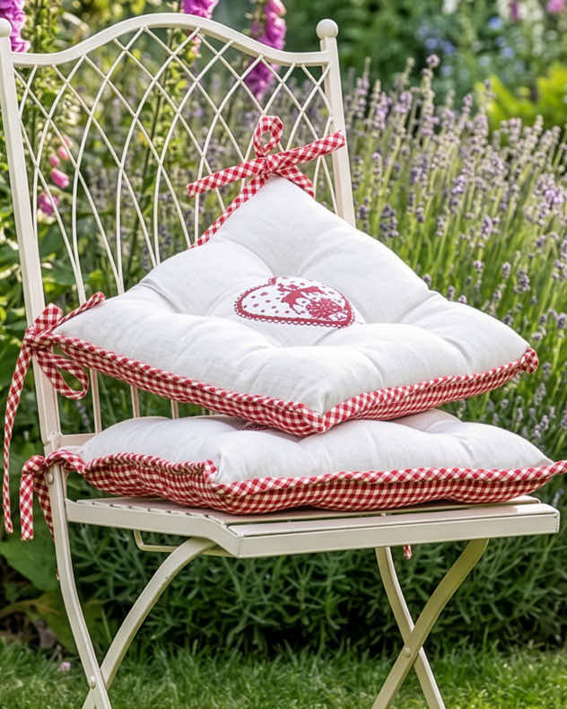Two Pack 100% Cotton &amp; Polyester Seat Pads - Set of Country Stag Garden Seat Pads
