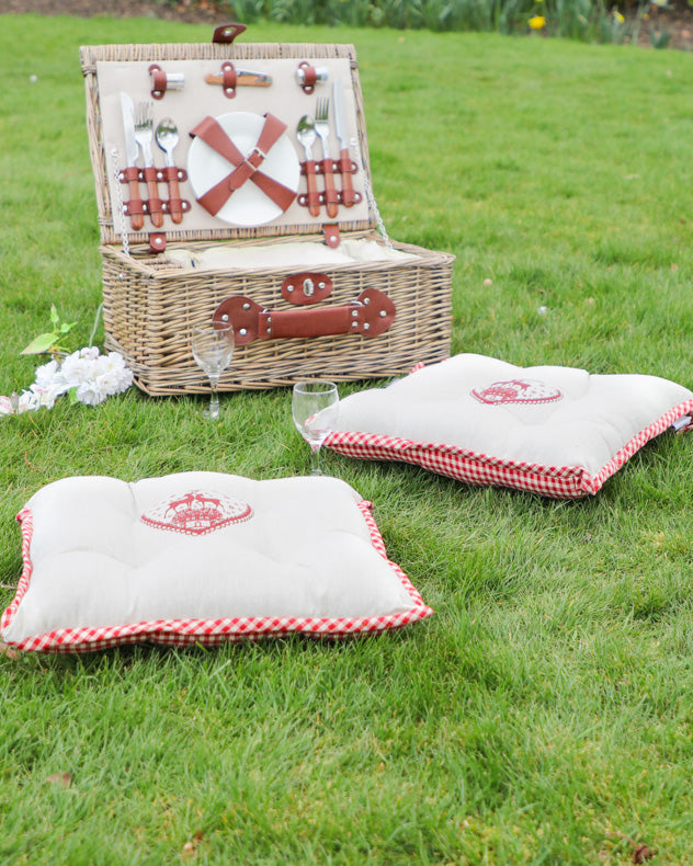 Set of Country Stag Gingham Garden Seat Pads