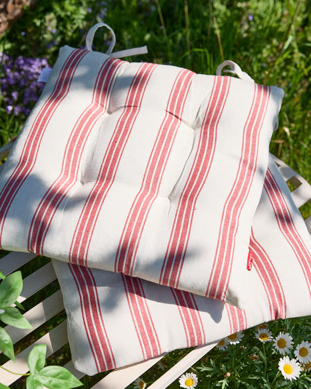 Seat Pads - Set of 2 Red Striped Seat Pads