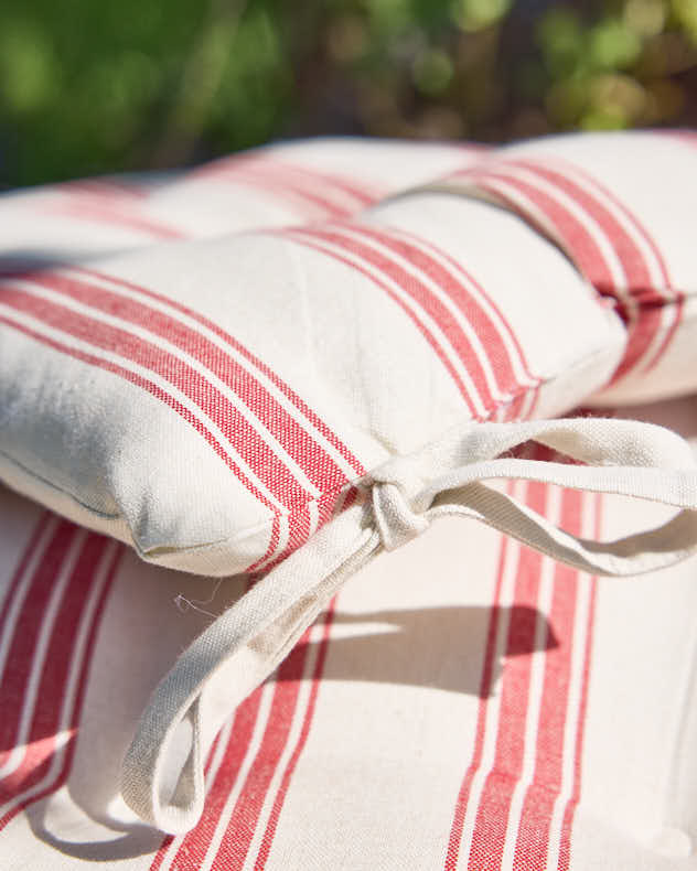 Seat Pads - Set of 2 Red Striped Seat Pads