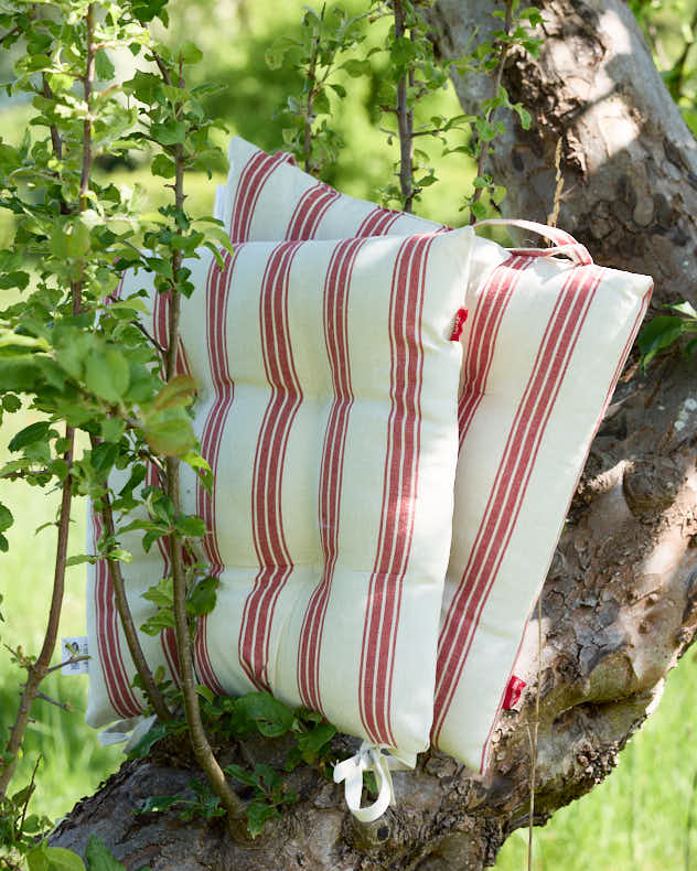 Seat Pads - Set of 2 Red Striped Seat Pads