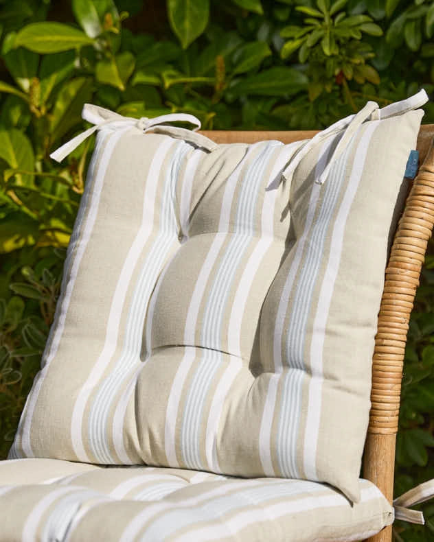 Seat Pads - Set of Blue Striped Seat Pads