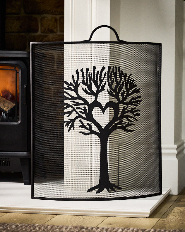 Fire Screens & Guards - Woodland Curved Black Fire Screen