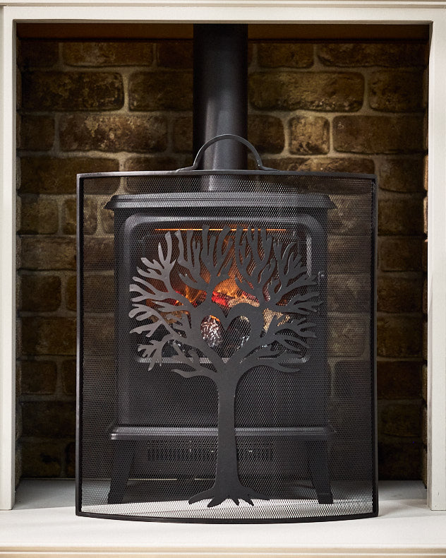 Woodland Curved Black Fire Screen