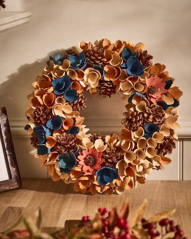 Indoor Midnight Blue Harvest Floral Wreath