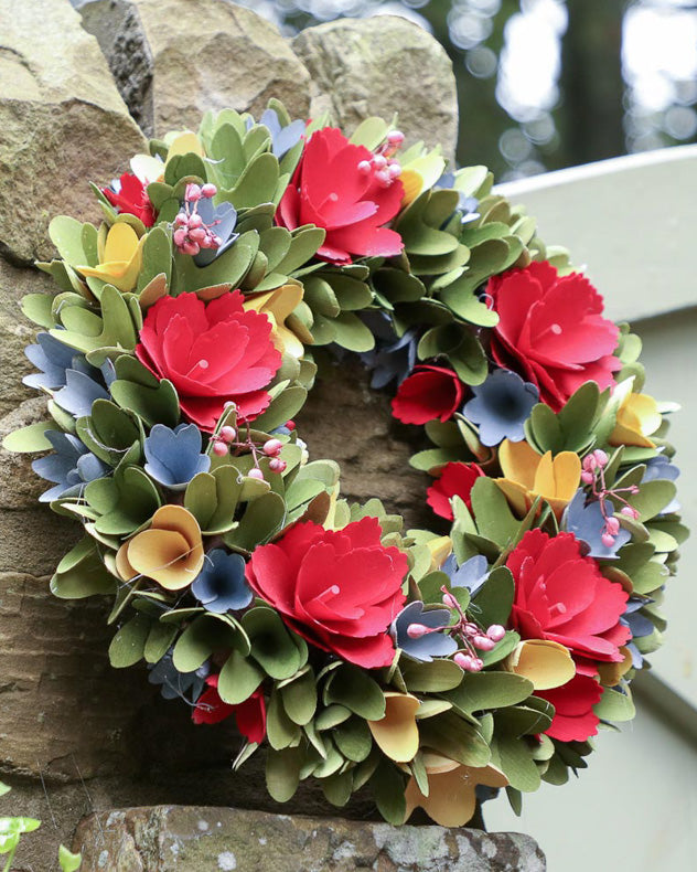 Personalised Colourful Blooms Floral Wreath 31cm