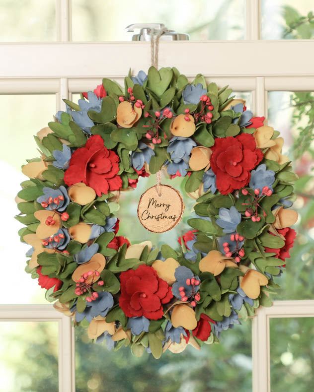 Personalised Colourful Blooms Floral Wreath 31cm