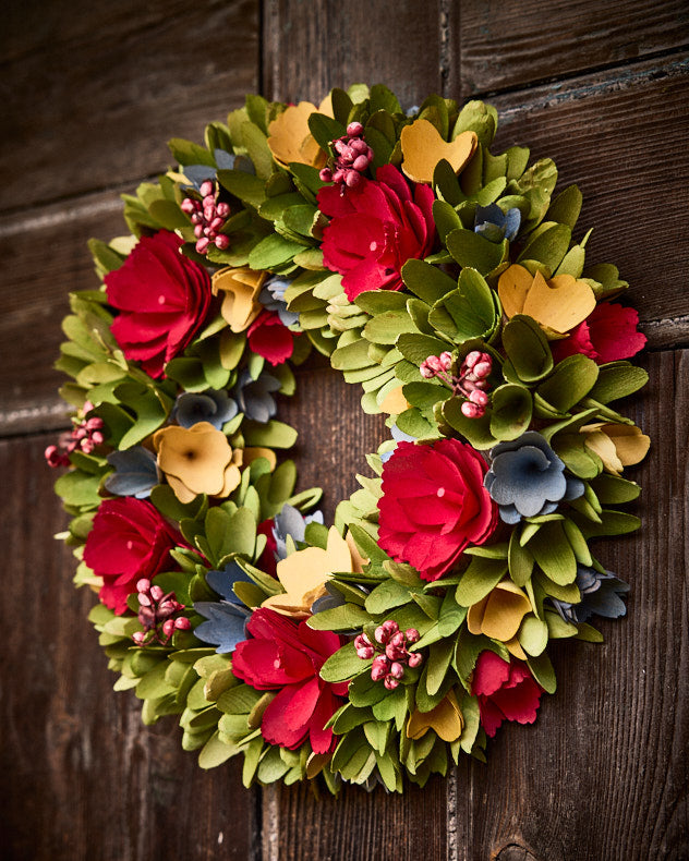 Colourful Blooms Door Wreath 35cm