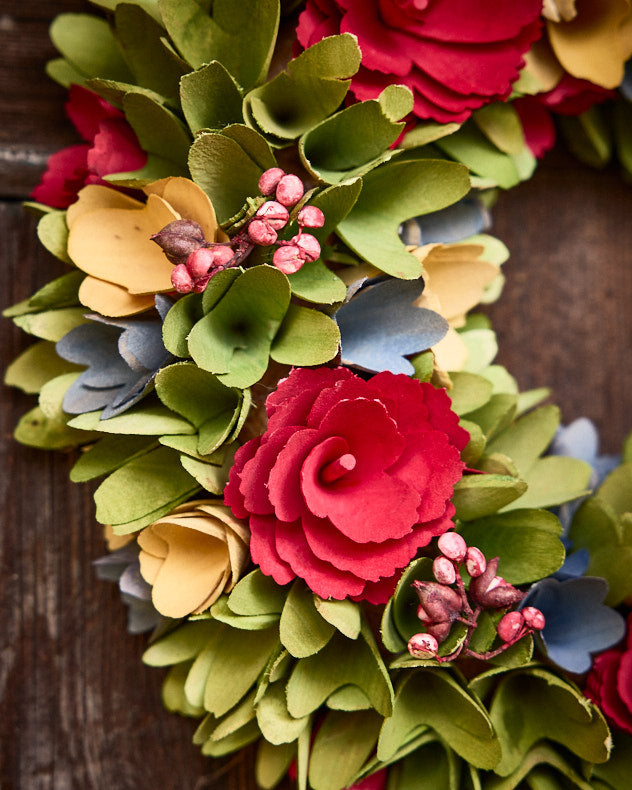 Colourful Blooms Door Wreath 35cm