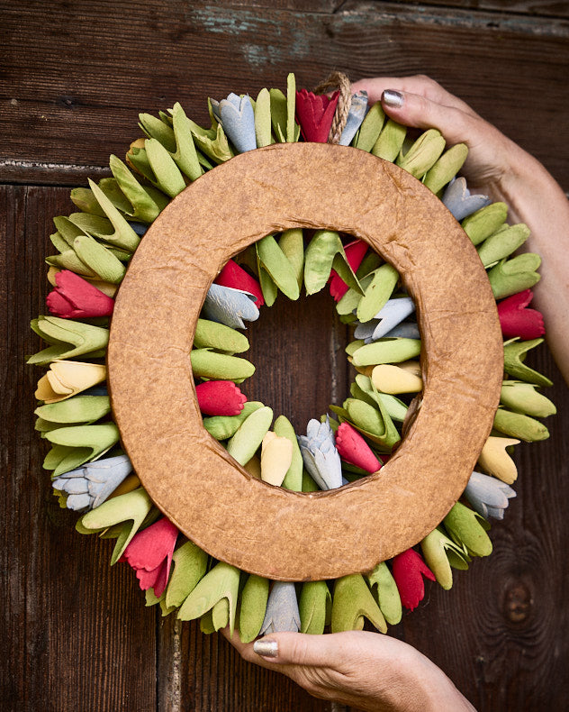 Colourful Blooms Door Wreath 35cm