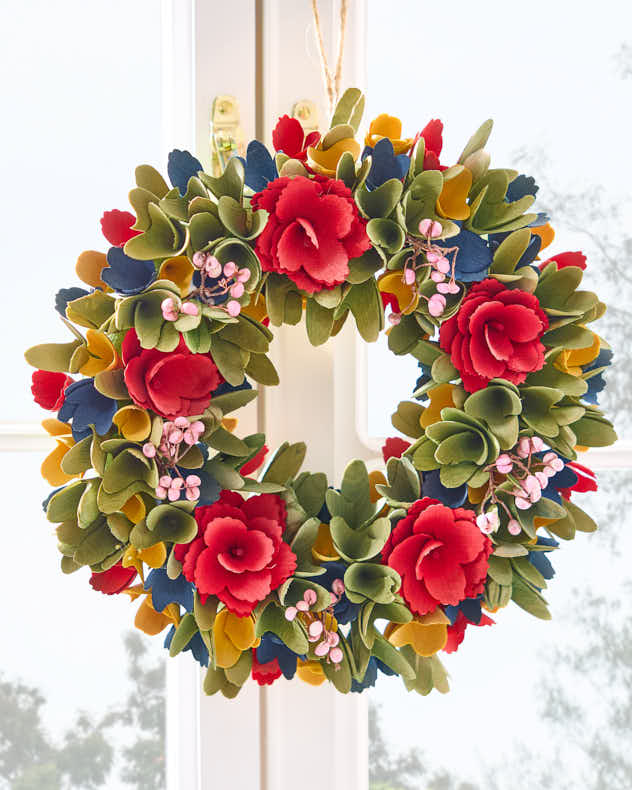 Colourful Blooms Door Wreath 35cm