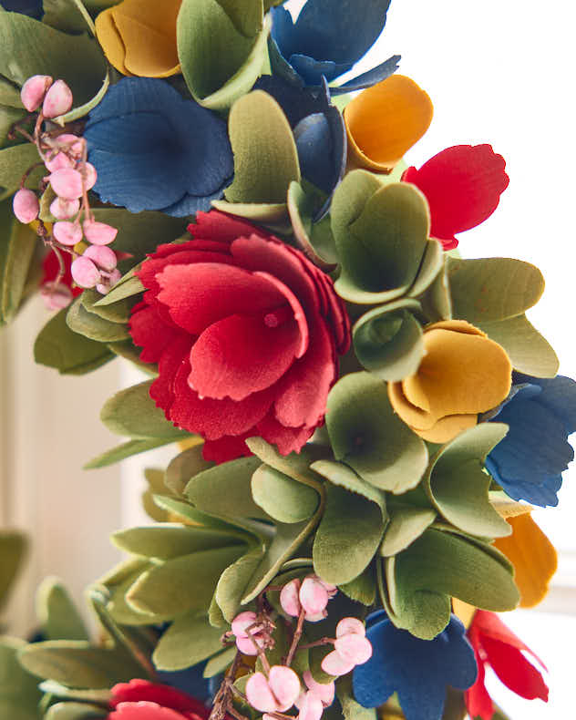 Colourful Blooms Door Wreath 35cm