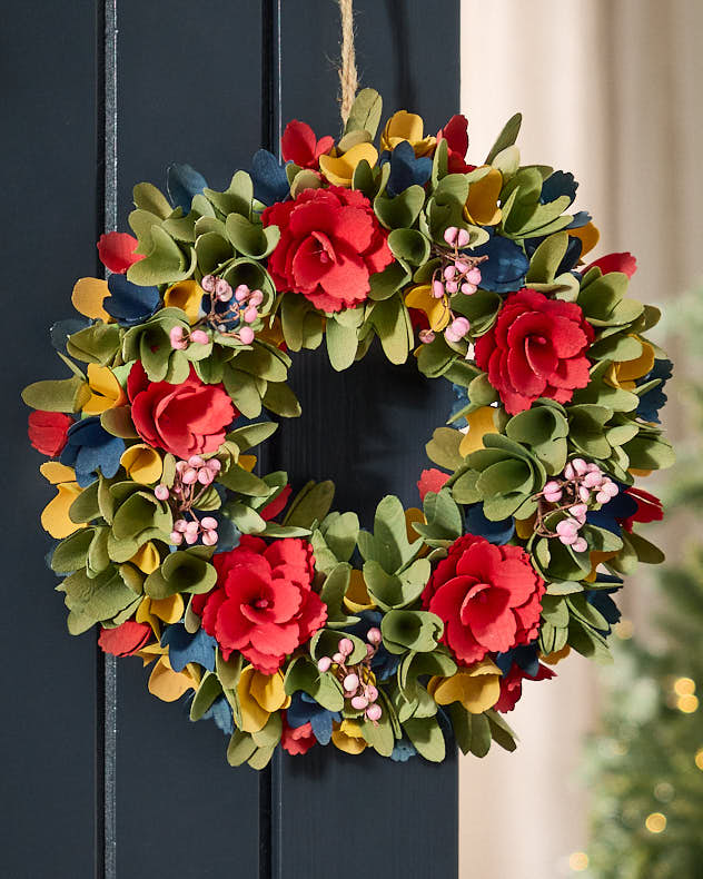 Colourful Blooms Door Wreath 35cm