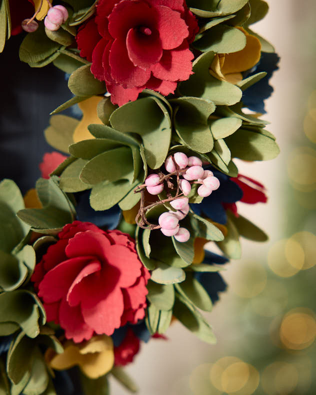 Colourful Blooms Door Wreath 35cm