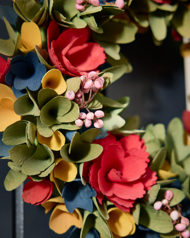 Colourful Blooms Door Wreath 35cm