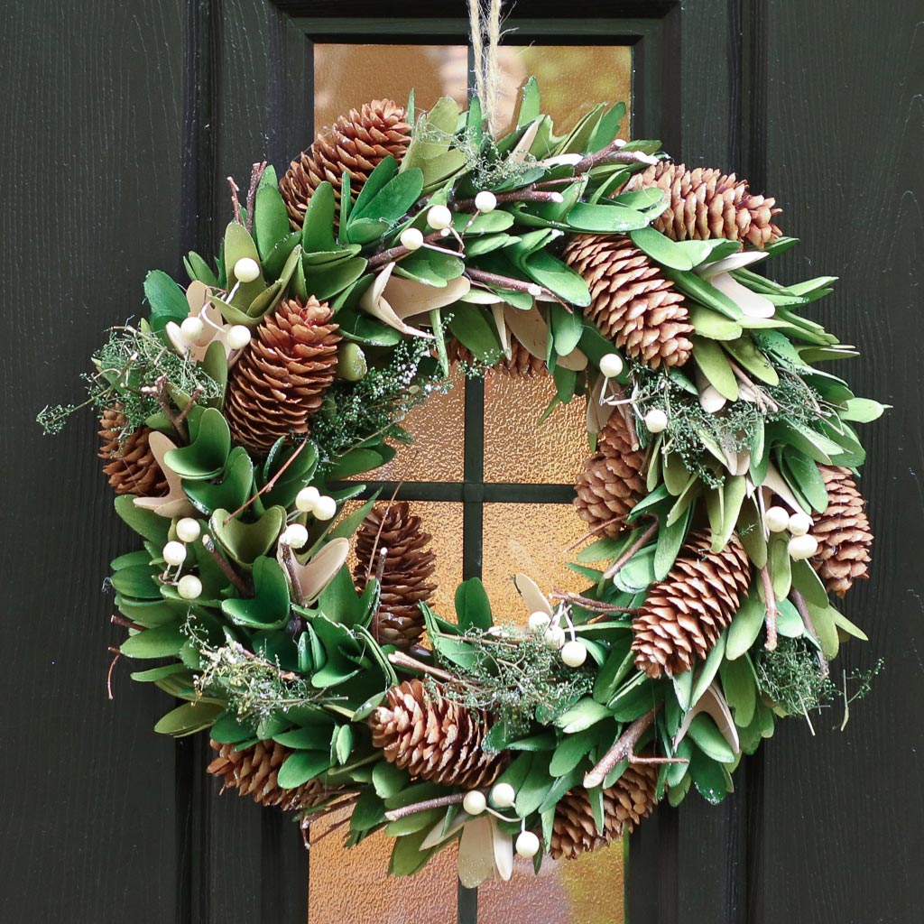 Pine Cone Wreath Decorative Front Door Garland Rustic Country Style Traditional Festive Wreath Home Decor 13"-17"