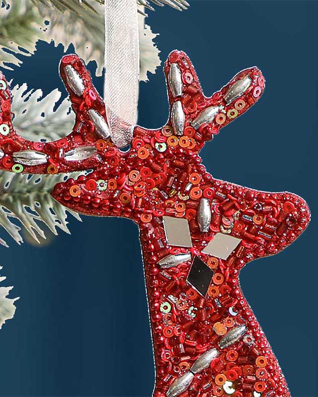 Set of 6 Opulent Red Luxury Christmas Tree Decorations
