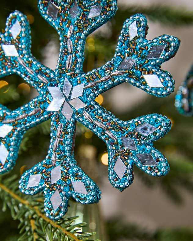 Set of 6 Blue Christmas Tree Decorations