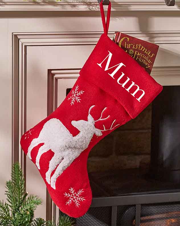 Stockings Reindeer - Personalised Jolly Red Christmas Stockings