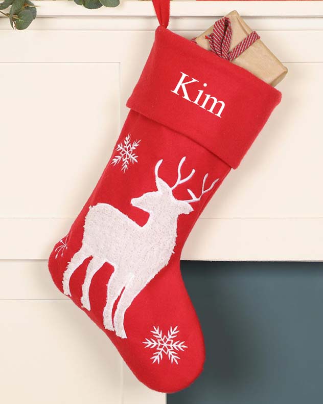 Personalised Red Reindeer Stocking
