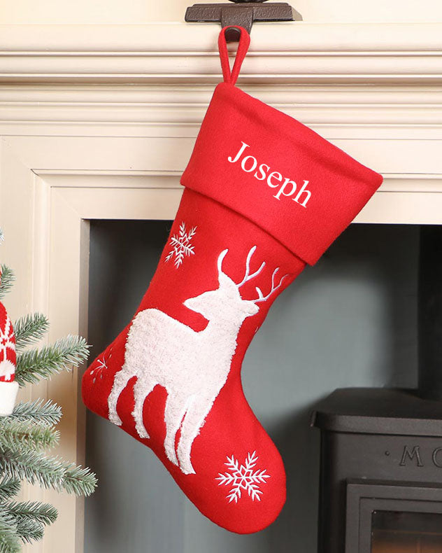 Personalised Red Reindeer Stocking