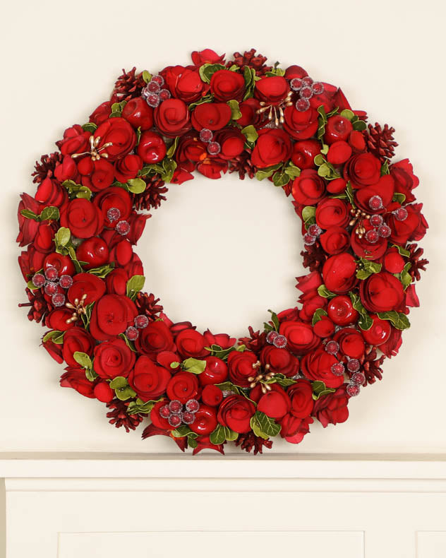 Indoor Extra Large Luxury Christmas Roses Wreath 45cm