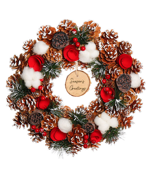 Wreaths - Personalised Snowfall Christmas Wreath 36cm