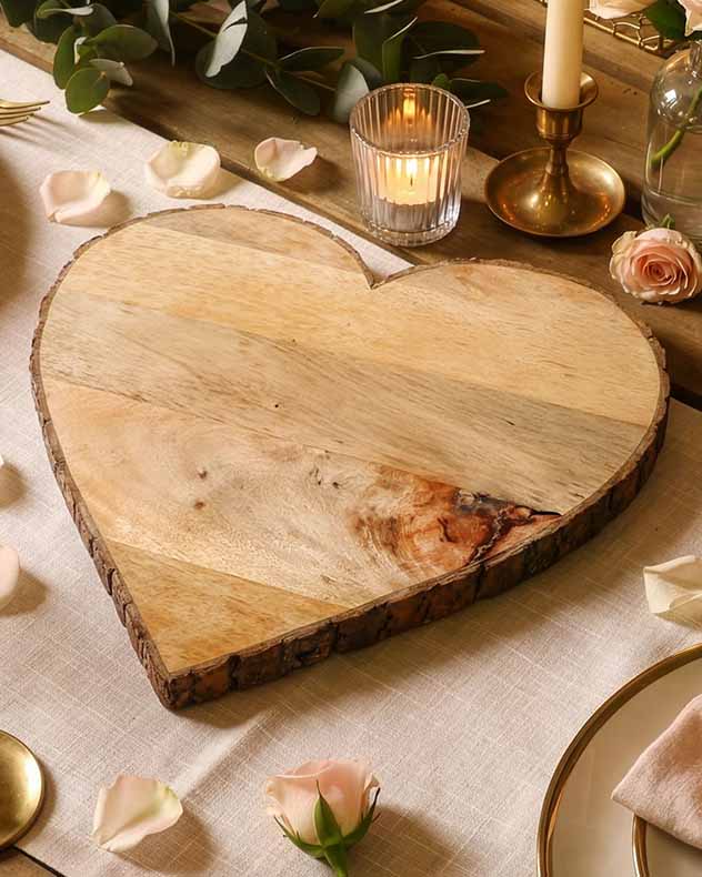 Brown Wood Cheese Markers, Boards & Knives - Heart Shaped Wooden Cheese Board