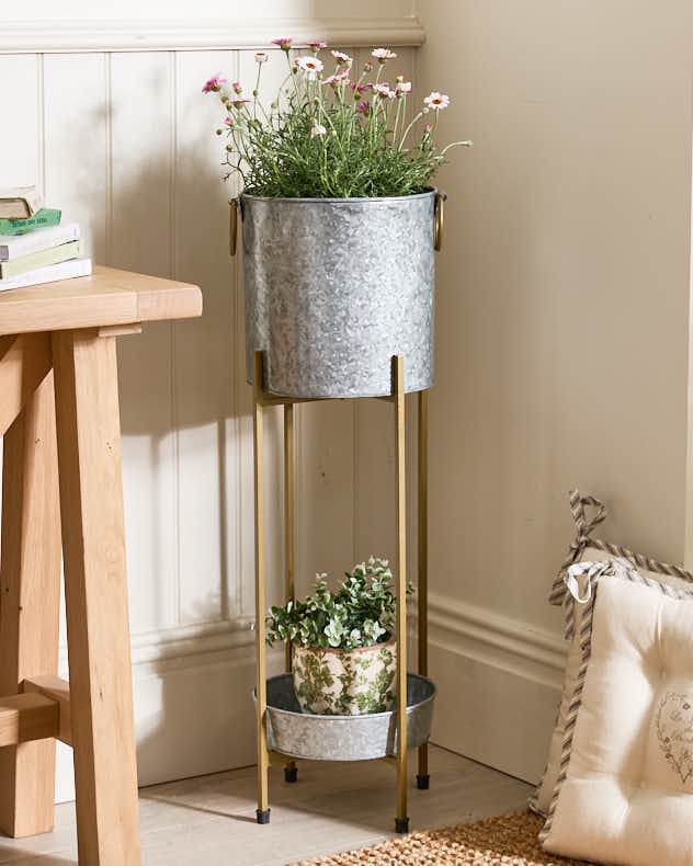 Galvanized Zinc Tall Planter