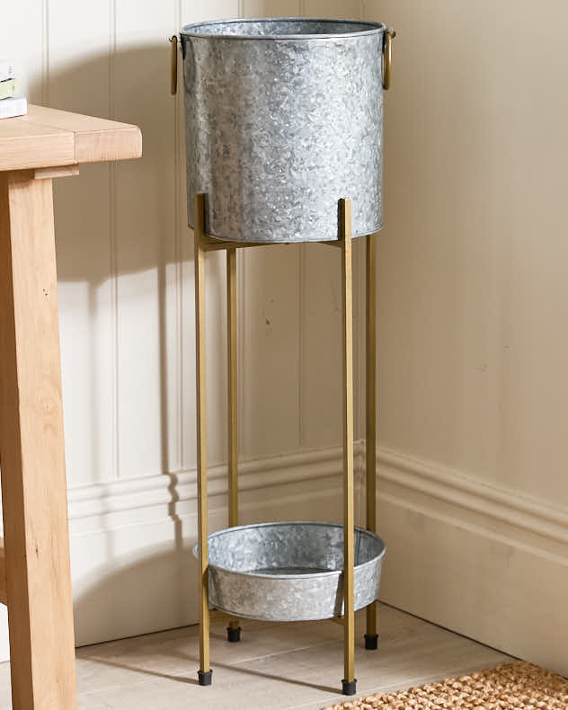 Galvanized Zinc Tall Planter