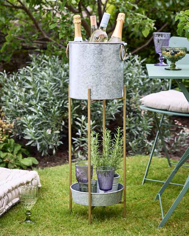 Elegant Champagne Bucket on Stand with Tray