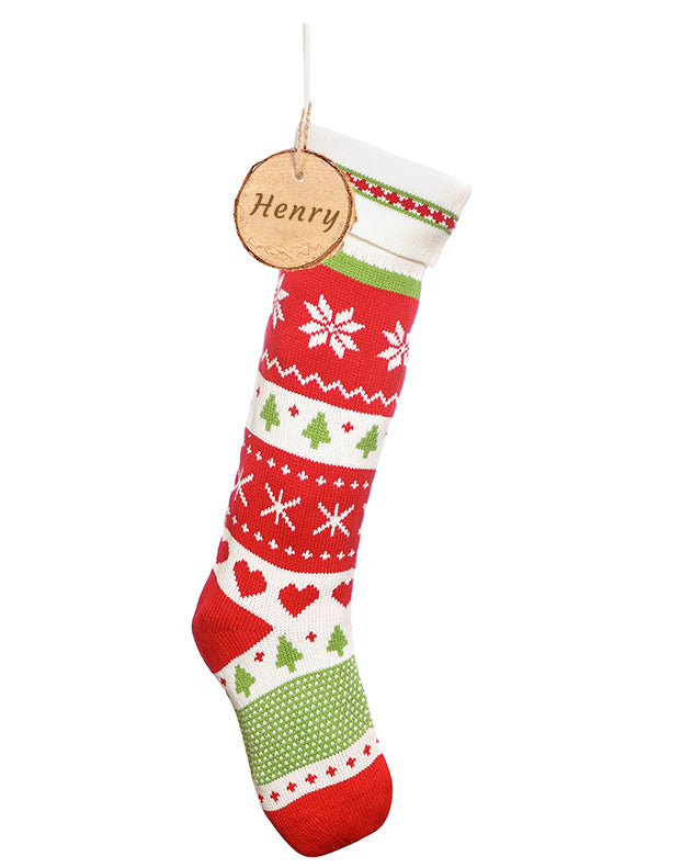Stockings Green - Personalised Fair Isle Knitted Christmas Stocking