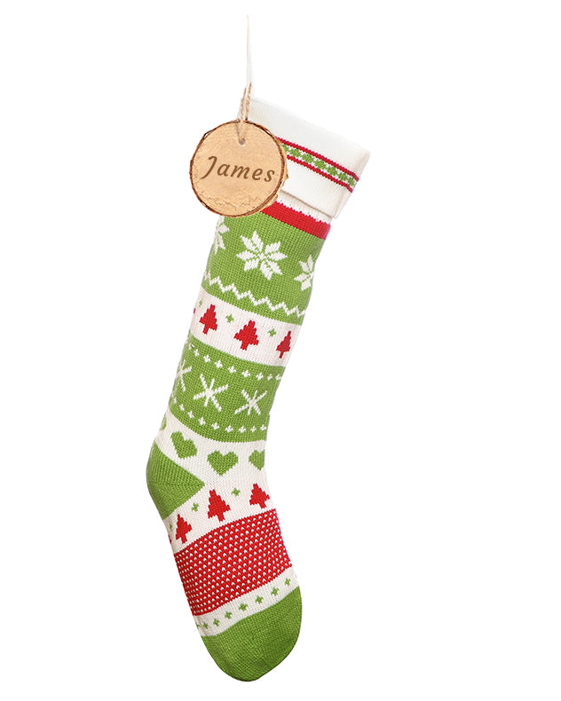 Stockings White Polkadot - Personalised Fair Isle Knitted Christmas Stocking