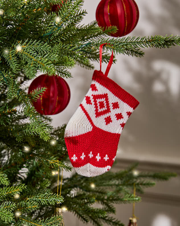 Red & White Stocking Tree Decoration