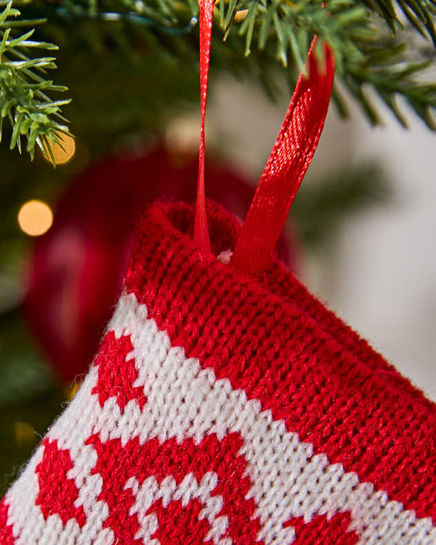 Red & White Stocking Tree Decoration