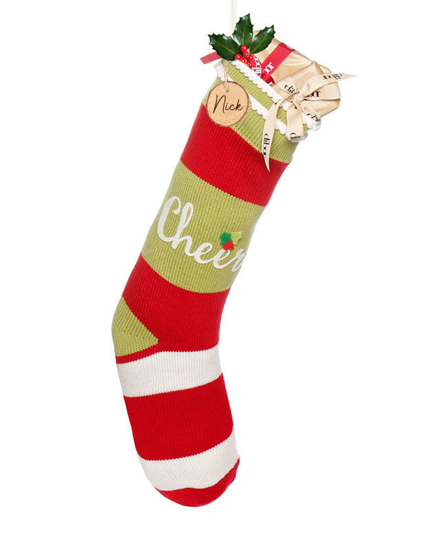 Personalised Cheer Candy Stripe Christmas Stocking