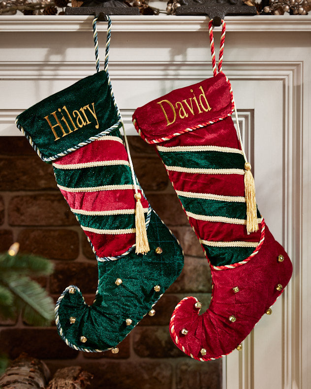 Stockings - Personalised Jingle Bell Green Christmas Stocking
