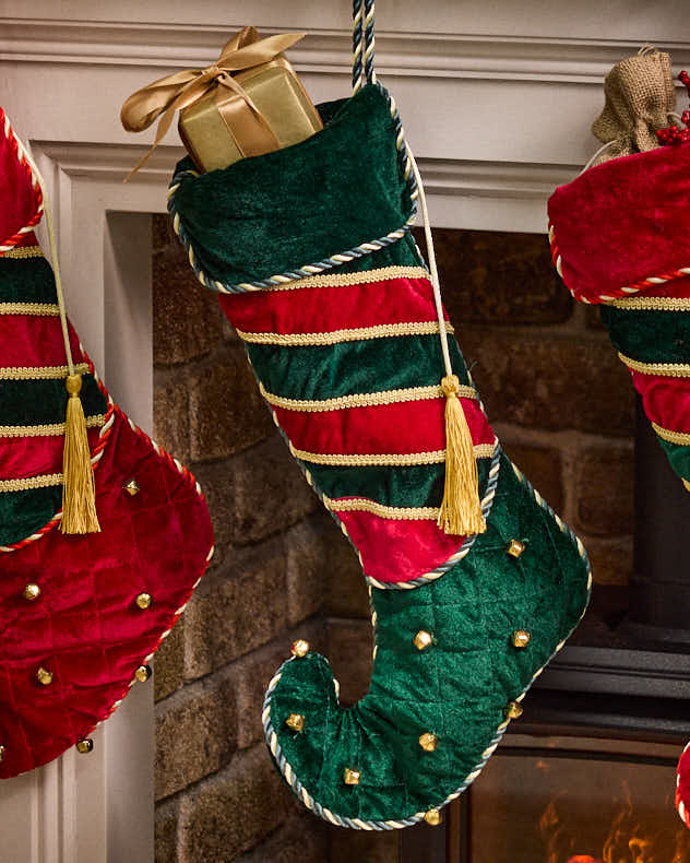 Luxury Jingle Bell Christmas Stocking - Dibor - Red Stockings