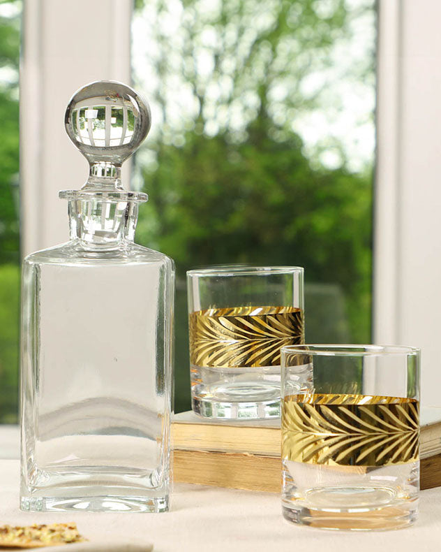 Luxury Decanter and Gold Band Tumblers