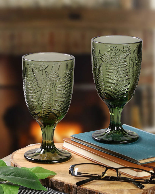 Green Leaf Wine Goblet