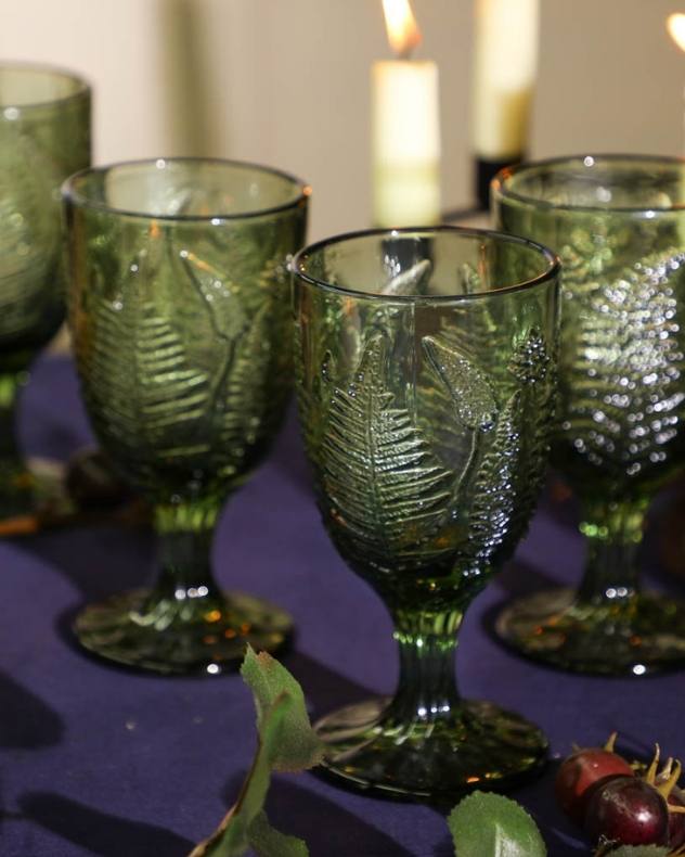 Halloween Green Leaf Wine Goblets