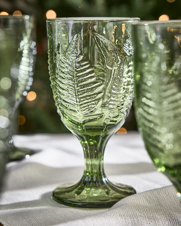 Green Leaf Wine Goblet