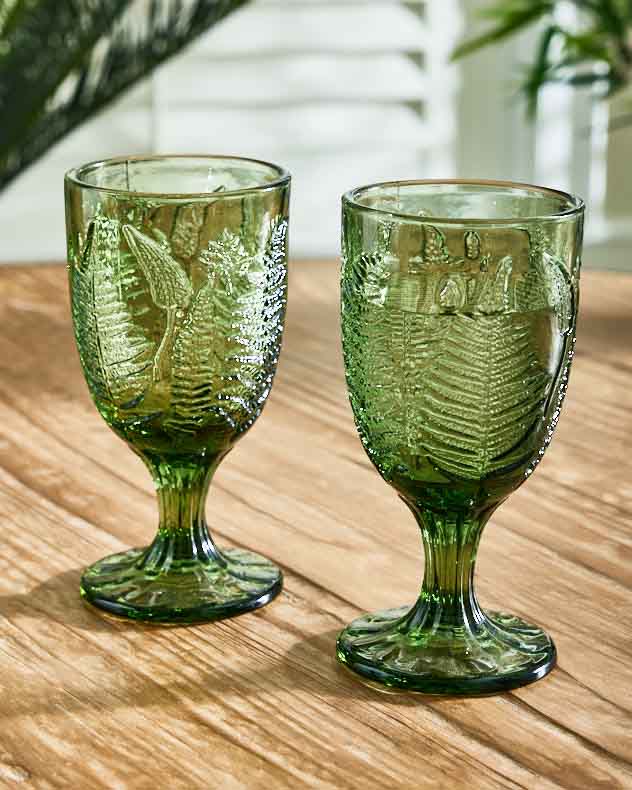 Wine Glasses - Green Leaf Wine Goblet