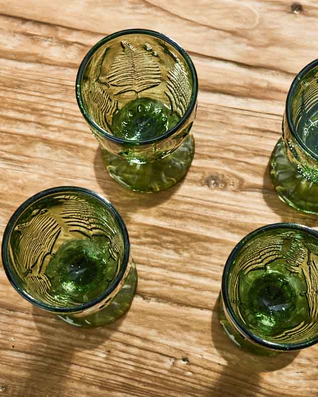 Wine Glasses Set of 2 - Green Leaf Wine Goblet