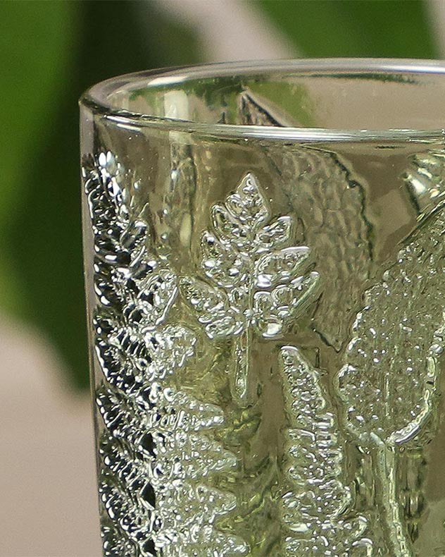 Embossed Green Leaf Highball Glasses