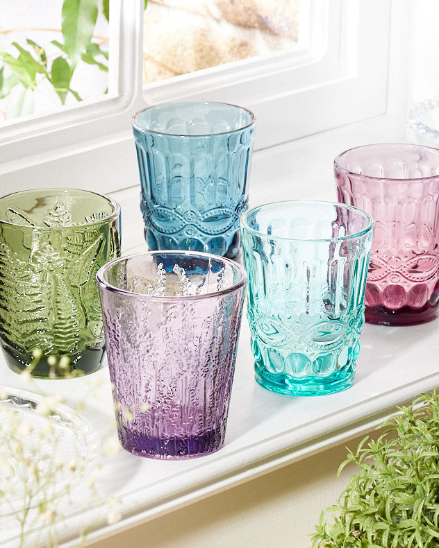 Set Of Four Vintage Coloured Tumblers