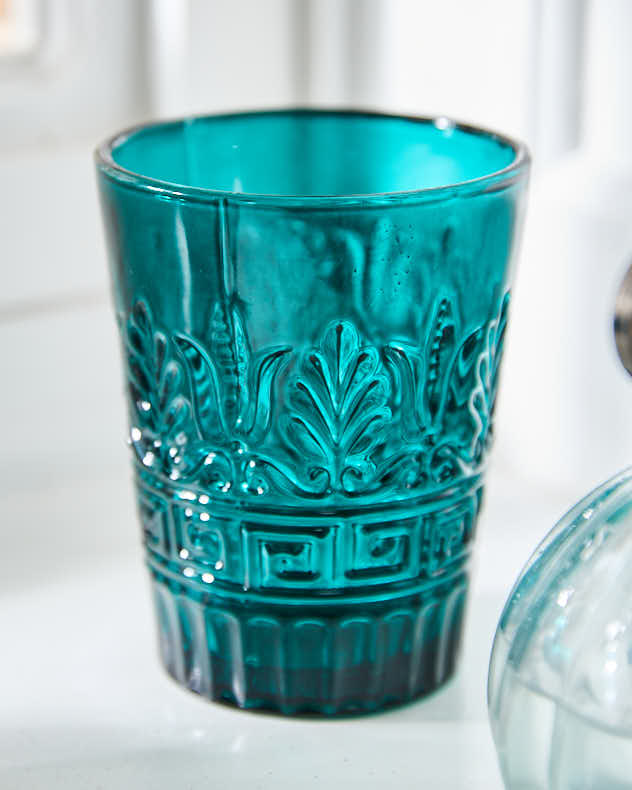 Set of 2 Blue Art Deco Tumblers