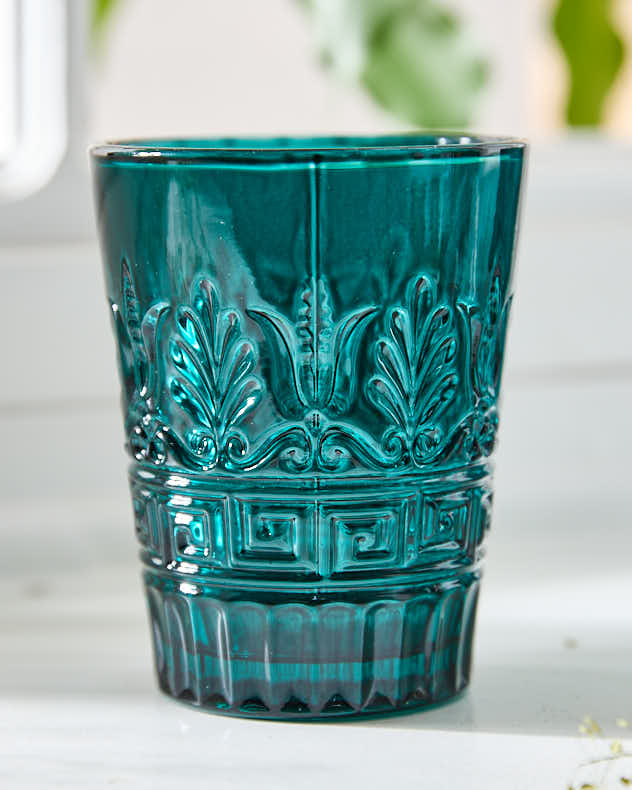 Set of 2 Blue Art Deco Tumblers