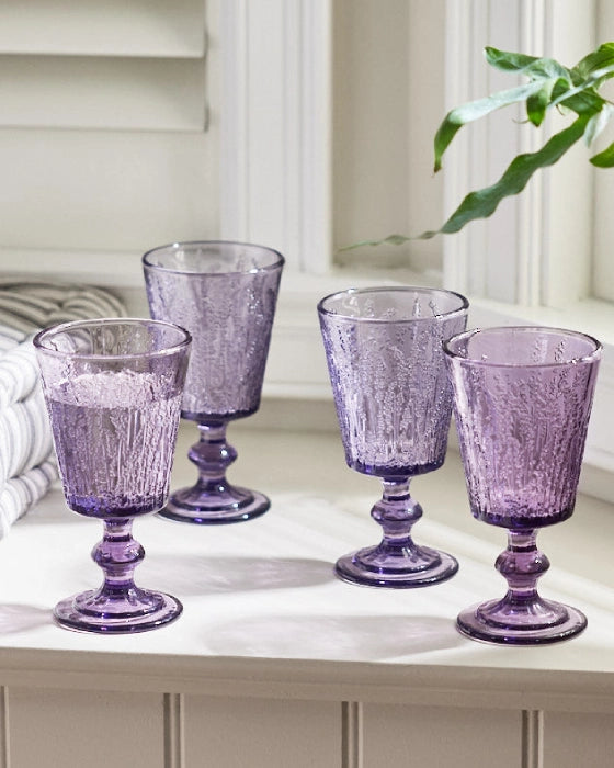 Set of 4 Lavender Wine Goblets